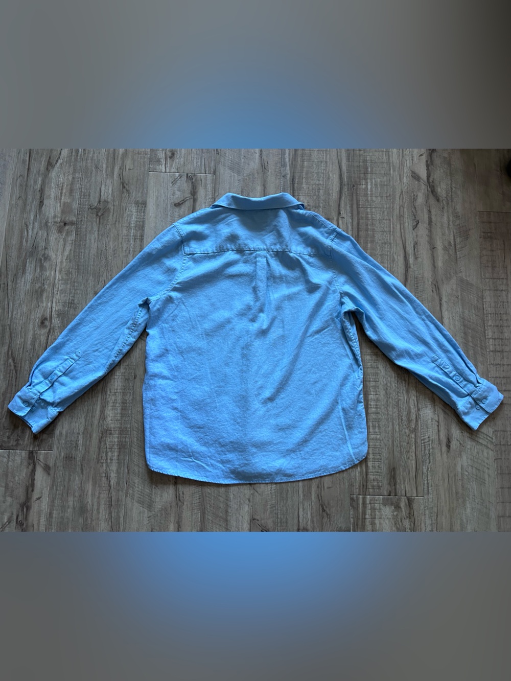 Linen blend Light Blue Button-down long sleeve Shirt minimalist neutral summer - Picture 9 of 10